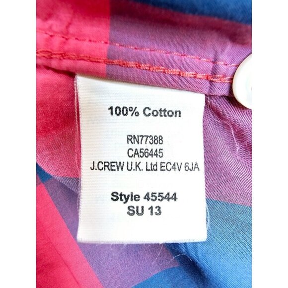 J. Crew Lightweight Size Small Slim Fit Men's Blue Red Check Button Down Shirt - Picture 7 of 10